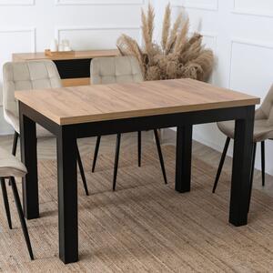Stół Prostokątny Rozkładany SKUBI 120-160 cm Dąb Craft/Czarny Nowoczesny Loft