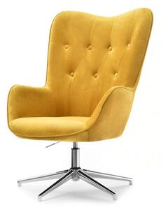 Nowoczesny fotel trini żółty pikowany na chromowanej stopie do salonu