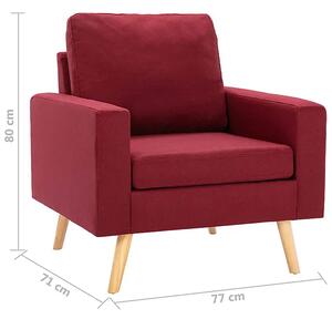 3-osobowy zestaw wypoczynkowy z fotelem, winna czerwień - Eroa 3X