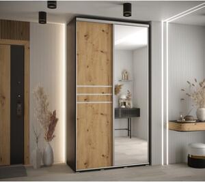 Szafa przesuwna wysoka Davos 11 130, gł. 60 cm czarny + artisan + srebrny