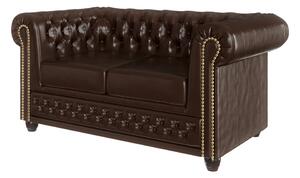 Ciemnobrązowa rozkładana sofa z imitacji skóry 148 cm York – Ropez