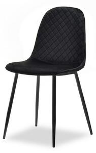 Nowoczesne krzesło welurowe skal czarne pikowane do stołu w jadalni
