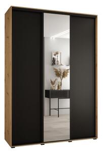 Szafa przesuwna wysoka Davos 3 180, gł. 60 cm artisan + czarny + czarny
