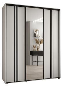 Szafa przesuwna wysoka Davos 7 200, gł. 45 cm biały + biały + czarny