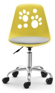 Ergonomiczne krzesło biurowe dla dziecka foot żółto -szare z nogą chrom na kółkach