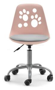 Nowoczesne krzesło do pokoju dziewczynki foot różowo - szare obrotowe z regualacją