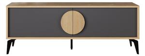 Czarna szafka pod TV w dekorze dębu 140x51 cm Vae – Marckeric