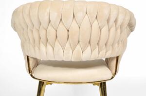 Zestaw stół i krzesła glamour RAYMOND + IRIS 4-osobowy - beżowo-złoty