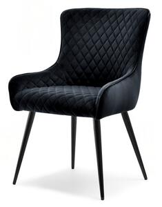 Nowoczesne krzesło emanu czarne welurowe z pikowaniem do jadalni