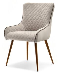 Eleganckie krzesło z pikowaniem emanu beżowe tapicerowane do salonu