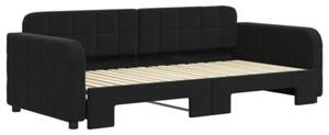 Sofa rozsuwana, czarna, 90x190 cm, aksamit