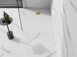 Mexen Stone+ brodzik kompozytowy prostokątny 100 x 70 cm, biały, maskownica złota - 44107010-G