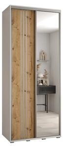 Szafa przesuwna wysoka Davos 7 110, gł. 60 cm biały + artisan + srebrny