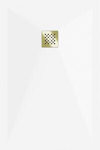 Mexen Stone+ brodzik kompozytowy prostokątny 120 x 80 cm, biały, maskownica złota - 44108012-G