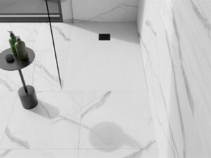 Mexen Stone+ brodzik kompozytowy prostokątny 80 x 70 cm, biały, maskownica czarna - 44107080-B
