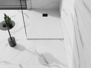 Mexen Stone+ brodzik kompozytowy prostokątny 120 x 80 cm, biały, maskownica czarna - 44108012-B