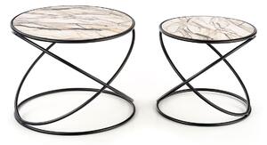 Komplet okrągłych stolików kawowych z marmurowym blatem - Restod