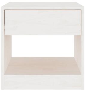 Biała skandynawska szafka nocna z drewna z szufladą - Uwer