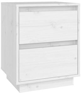 Biała drewniana szafka nocna z 2 szufladami - Vobi