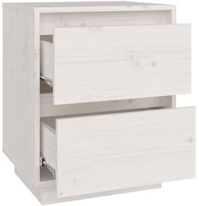 Biała drewniana szafka nocna z 2 szufladami - Vobi