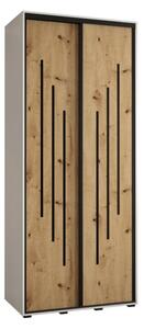 Szafa przesuwna wysoka Davos 8 110, gł. 60 cm biały + artisan + czarny