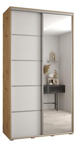 Szafa przesuwna wysoka Davos 5 140, gł. 60 cm artisan + biały + srebrny