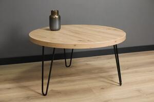 Okrągły stolik z blatem dąb artisan - Juno 3X