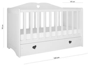 Białe łóżeczko niemowlęce z szufladą - Nolia 7X