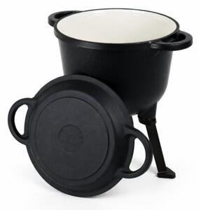 Kociołek żeliwny garnek na ognisko 2w1 emaliowany 8L grill ROSSNER