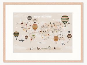 Oprawiony druk cyfrowy Map of The World, różne rozmiary