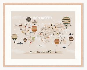 Oprawiony druk cyfrowy Map of The World, różne rozmiary