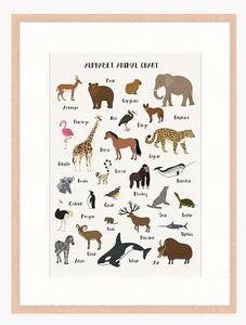 Oprawiony druk cyfrowy Alphabet Animal Chart, różne rozmiary