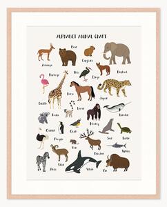 Oprawiony druk cyfrowy Alphabet Animal Chart, różne rozmiary