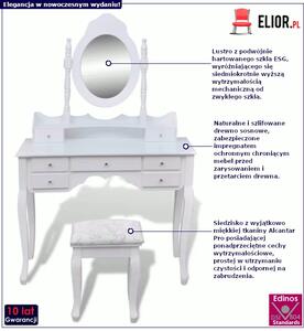 Biała toaletka z lustrem i krzesłem - Algare