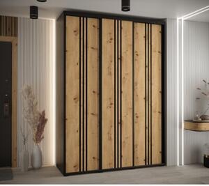 Szafa przesuwna wysoka Davos 6 170, gł. 60 cm czarny + artisan + czarny
