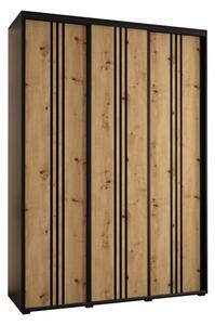 Szafa przesuwna wysoka Davos 6 170, gł. 60 cm czarny + artisan + czarny