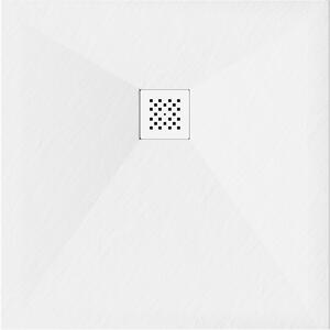 Mexen Stone+ brodzik kompozytowy kwadratowy 80 x 80 cm, biały, maskownica biała - 44108080-W