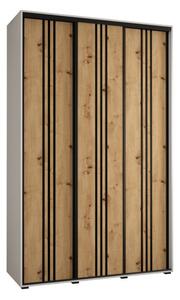 Szafa przesuwna wysoka Davos 6 160, gł. 60 cm biały + artisan + czarny