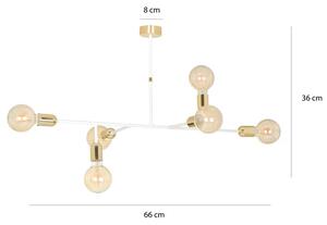 Biała lampa wisząca z elementami złota - D045-Mingo