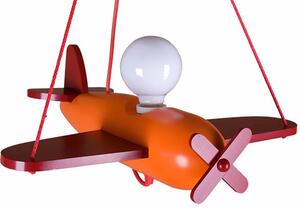 Czerwona lampa wisząca samolot do pokoju dziecka - S201-Rolia