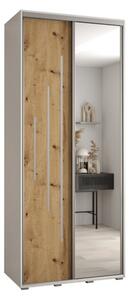 Szafa przesuwna wysoka Davos 13 100, gł. 60 cm biały + artisan + srebrny