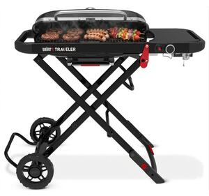 Grill ogrodowy gazowy WEBER Traveler 1501742 Zamykany, żeliwny ruszt, półki boczne, termometr