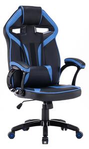 Czarno-niebieski fotel gamingowy - Dexero