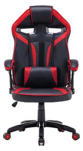 Czarno-czerwony tapicerowany fotel gamingowy - Dexero
