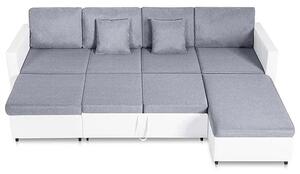 4-osobowa rozkładana biała sofa z jasnoszarymi poduszkami - Arbre 4Q