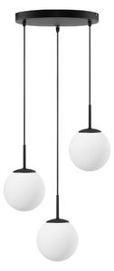 Lampa wisząca Aurelia czarna z 3 kulistymi kloszami na okrągłej podsufitce