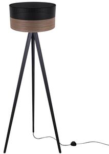 Lampa podłogowa trójnóg czarny Light Home LH Wood 1xE27 45cm abażur walec czarny/fornir F04