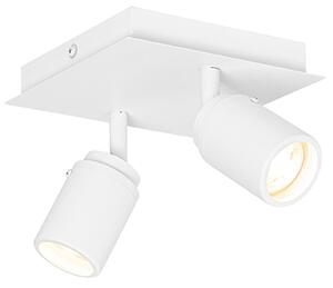 Inteligentny reflektor łazienkowy biały kwadratowy 2-punktowy IP44 z 2 Wifi GU10 50mm - Ducha Oswietlenie wewnetrzne