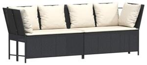 Fotel ogrodowy z poduszkami, rattan pe, czarny