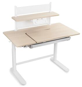 Białe biurko szkolne elektryczne z nadstawką - Tobiso 3X